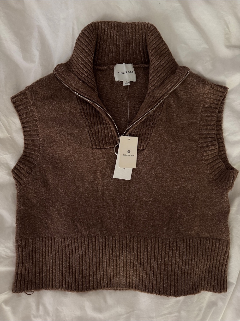 Anthropologie Women's Brown Zip-Up Sleeveless Sweater Vest - Small